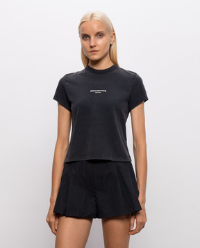 Alexander Wang Black T-shirt with textured logo 1CC3261302