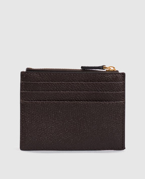 Valentino VLogo Signature Brown Leather Cardholder 9W2P0AK9SNP