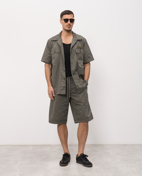 Dolce&Gabbana Khaki shirt with logo patch G50E3TFU5YP