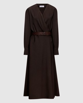 Brunello Cucinelli Brown midi dress with wool MB143A5547