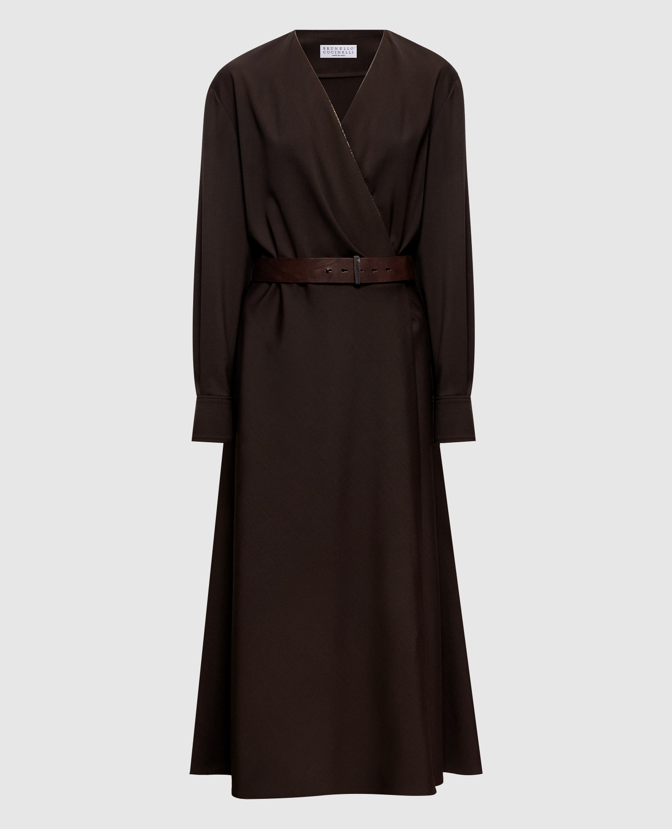 Brown midi dress with wool