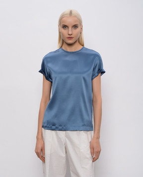 Brunello Cucinelli Blue straight-cut silk top M0C59DE310