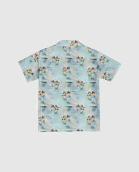 Palm Angels Children's blue printed shirt PBDX001S26FAB001