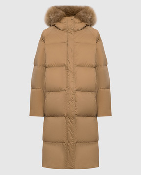 Yves Salomon Army Brown down jacket with fur 27WFM01306U04W
