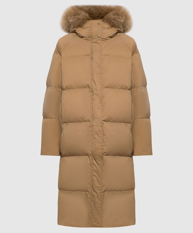 Brown down jacket with fur