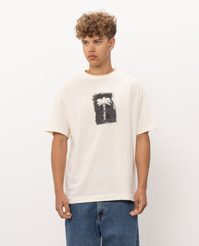Palm Angels Ivory T-shirt with logo print PAMAA001JR019