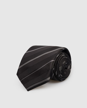 Brunello Cucinelli Black striped silk tie MR8450018