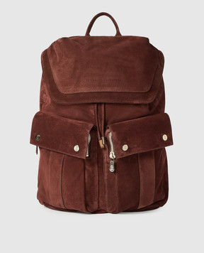 Brunello Cucinelli Burgundy suede Leisure backpack MBSFBU325