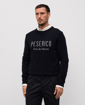 Peserico Blue wool sweater with logo pattern R59434F079044D