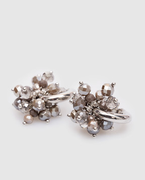 Peserico Gilda brown earrings with beads A35513C0CC786