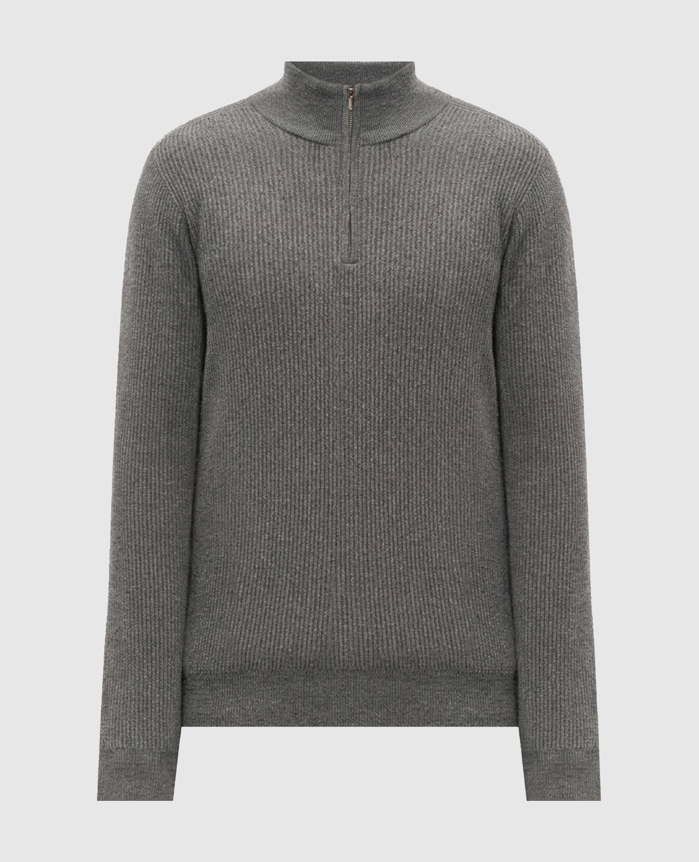 Gray cashmere jumper with zipper