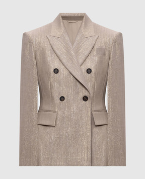 Brunello Cucinelli Beige double-breasted jacket with lurex MG5177241P