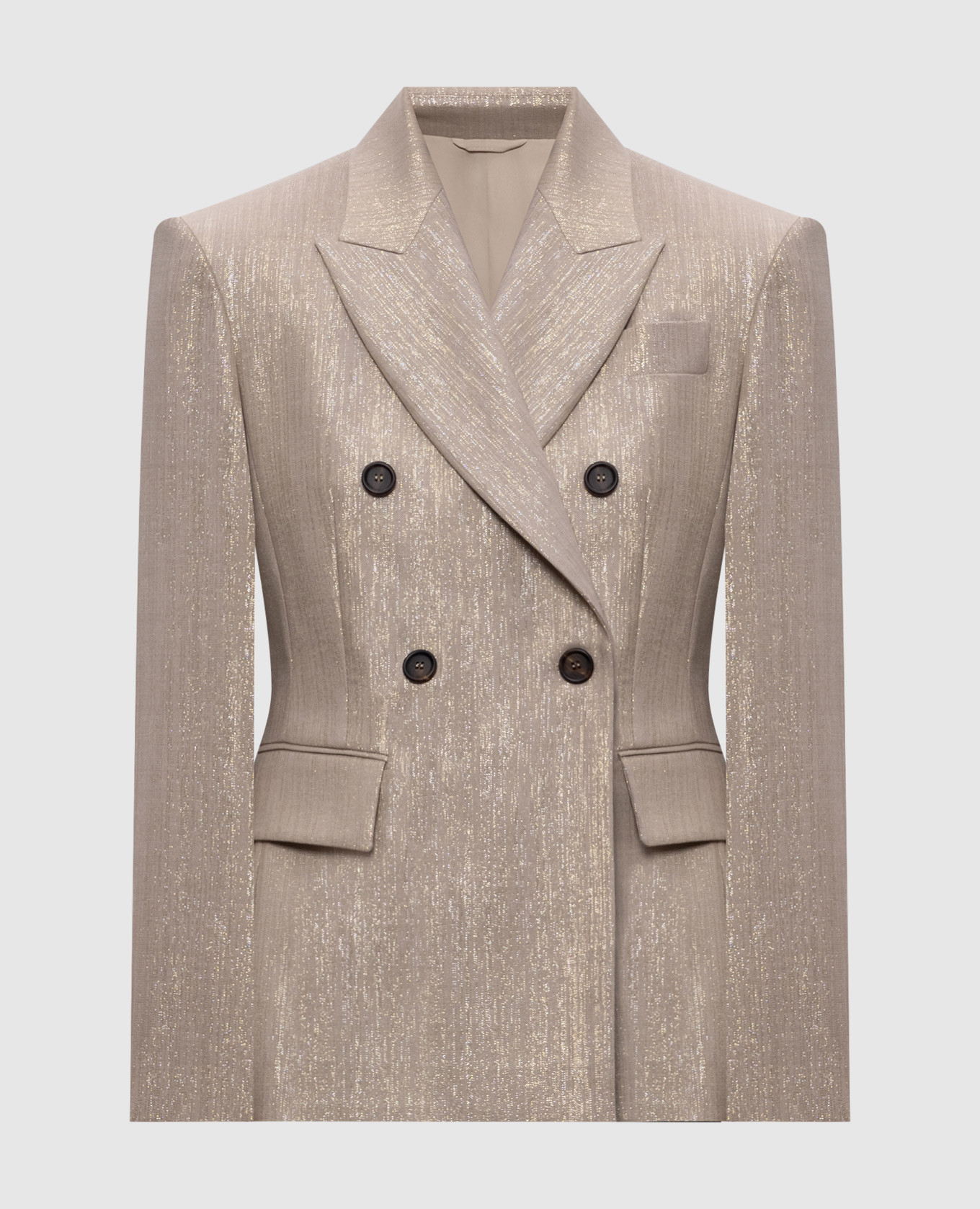 Beige double-breasted jacket with lurex