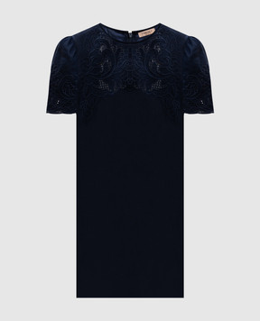 Twinset Blue mini dress with linen 261TP2310