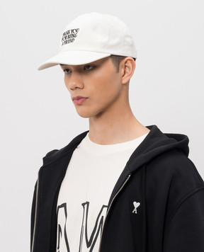 Ami Paris White cap with embroidered inscription UCP283AW0041m