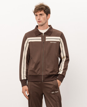 Palm Angels Brown sports jacket with logo embroidery PAMBD003FB001