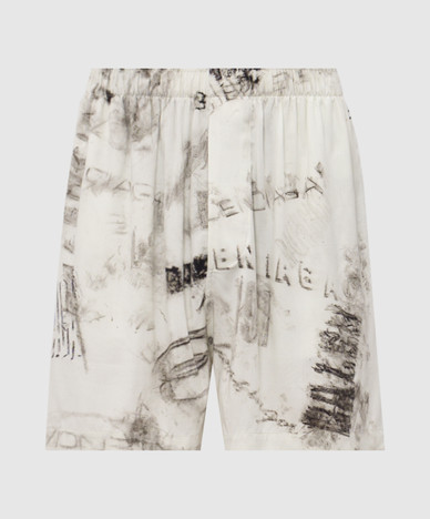 Ivory shorts with logo print
