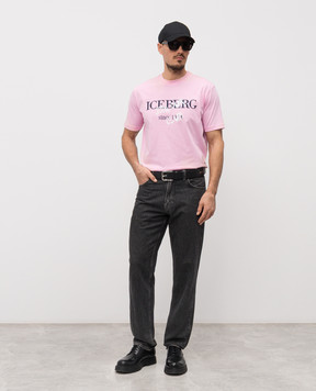 Iceberg Pink T-shirt with embroidered logo F0106325