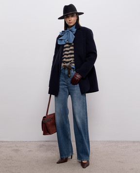 Brunello Cucinelli Blue double-breasted wool and cashmere coat MD5327309P
