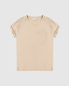 Brunello Cucinelli Children's beige T-shirt with chain B0T81T458C