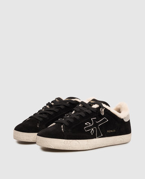 Premiata Steven black suede sneakers with fur STEVEND8487M