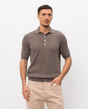 Brunello Cucinelli Brown ribbed polo shirt M29400025
