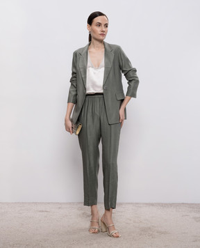 Peserico Green linen jacket with branded patch S01163F01921