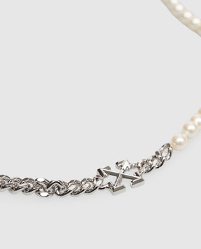 Off-White Silver chain necklace with emblem OMOB167S26MET001