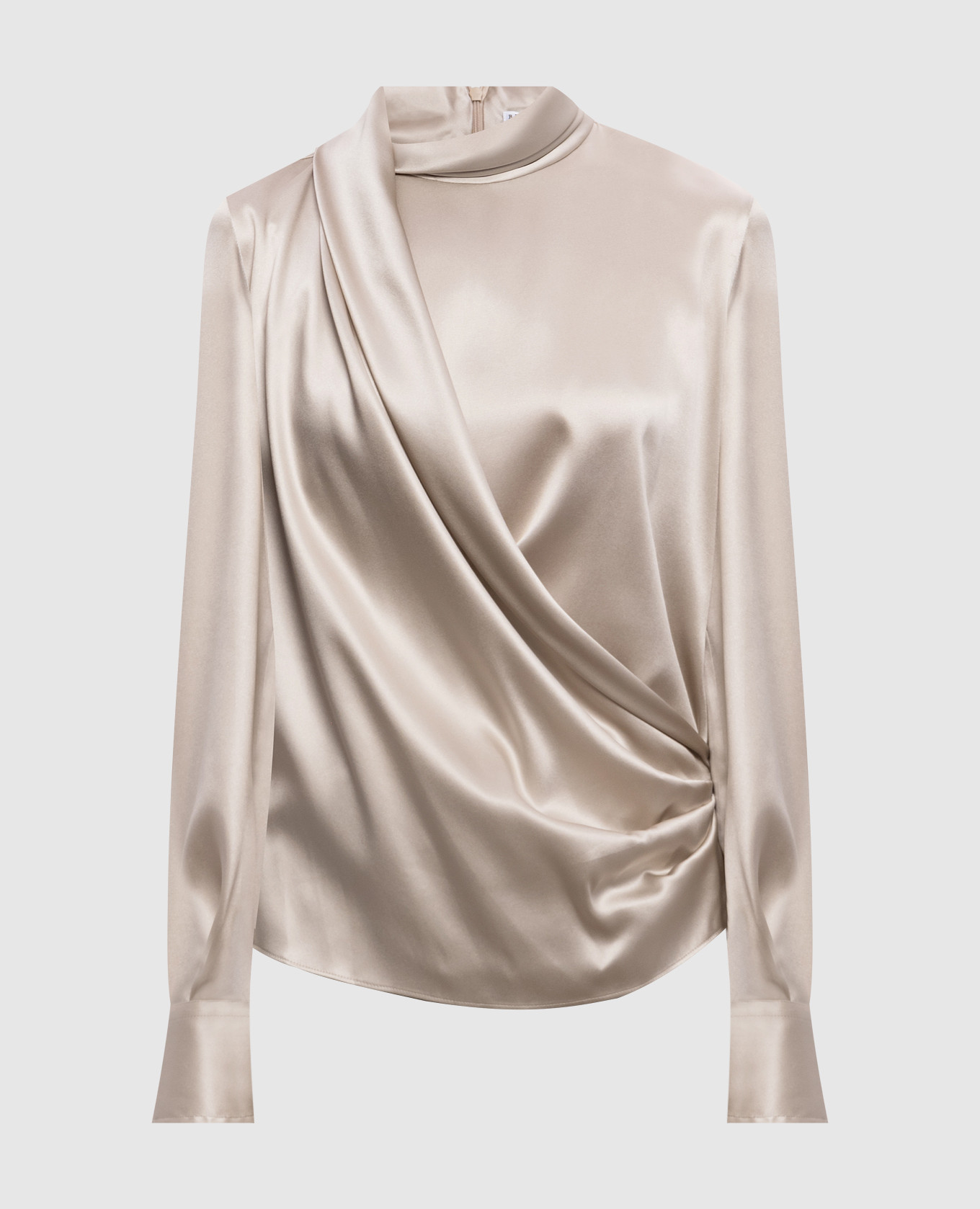 Beige silk blouse with drape Brunello Cucinelli