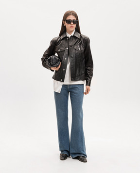 Bottega Veneta Blue flared jeans with logo patch 864997V69P0
