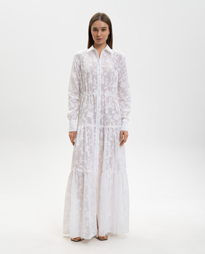 Ermanno Scervino Life White maxi shirt dress with embroidery D484Q611YIYI