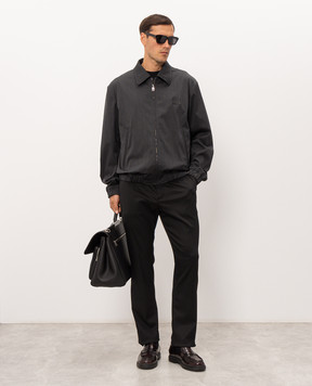 Dolce&Gabbana Grey wool jacket with logo patch G9BMUTFUZFG