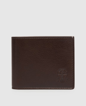 Brunello Cucinelli Brown leather wallet with embossed logo MWVEBU006
