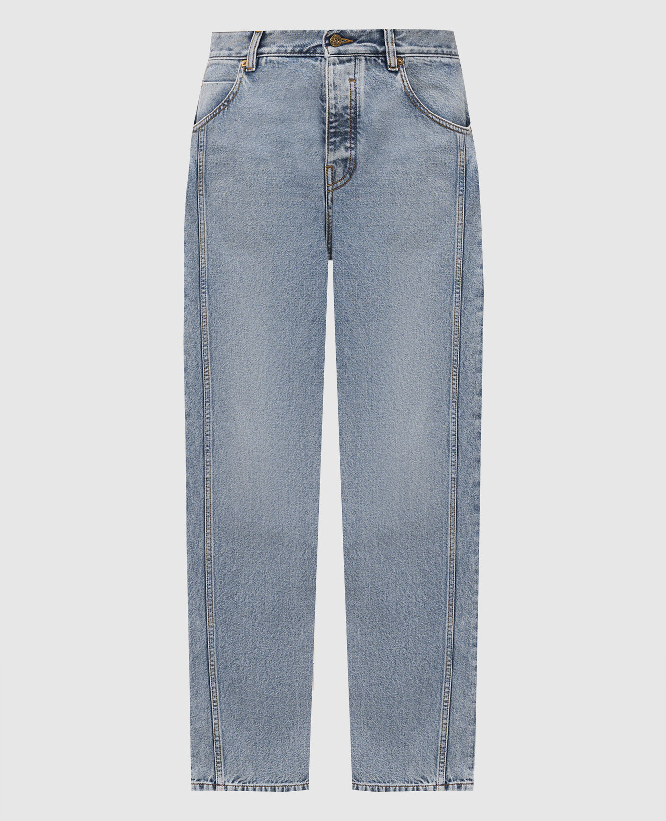 Blue jeans with logo patch Balmain