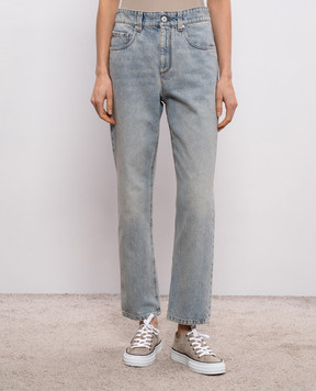 Brunello Cucinelli Blue jeans with logo patch MA095P5758