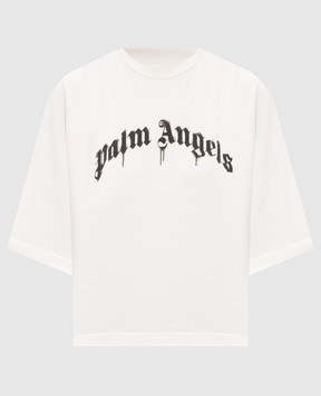 Palm Angels Ivory T-shirt with logo print PWAA079S26JER004