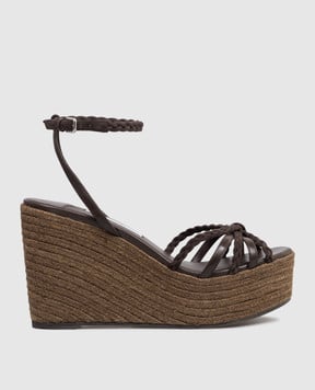 Jimmy Choo Nyra brown leather wedge sandals DREE100ZKN