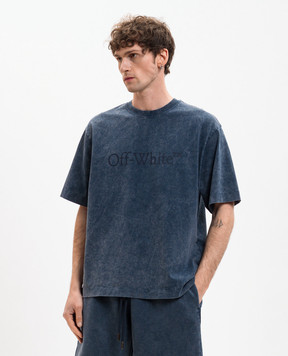 Off-White Blue T-shirt with vintage effect 44MAA120S26J009