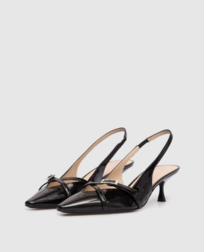 Stuart Weitzman Georgie black patent leather slingbacks SM977