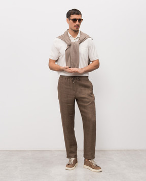 Agnona Brown linen pants T710U6YU3046