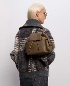 Brunello Cucinelli Brown leather backpack with logo print MBDKB2841