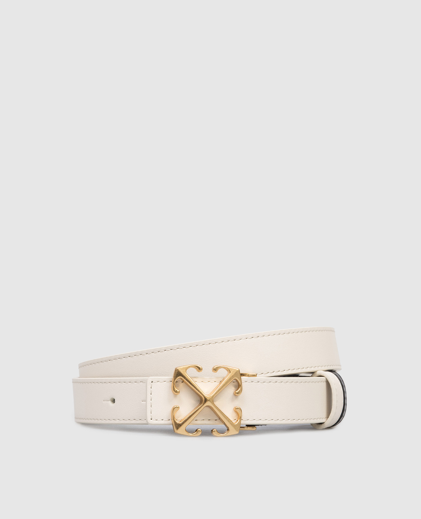Reversible leather belt with Arrow emblem and print