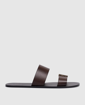 Saint Laurent Brown leather flip-flops BABYLONE 863524DWETT