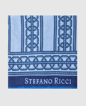 Stefano Ricci Blue terry towel with branded print YTELM02SPEAGLE2