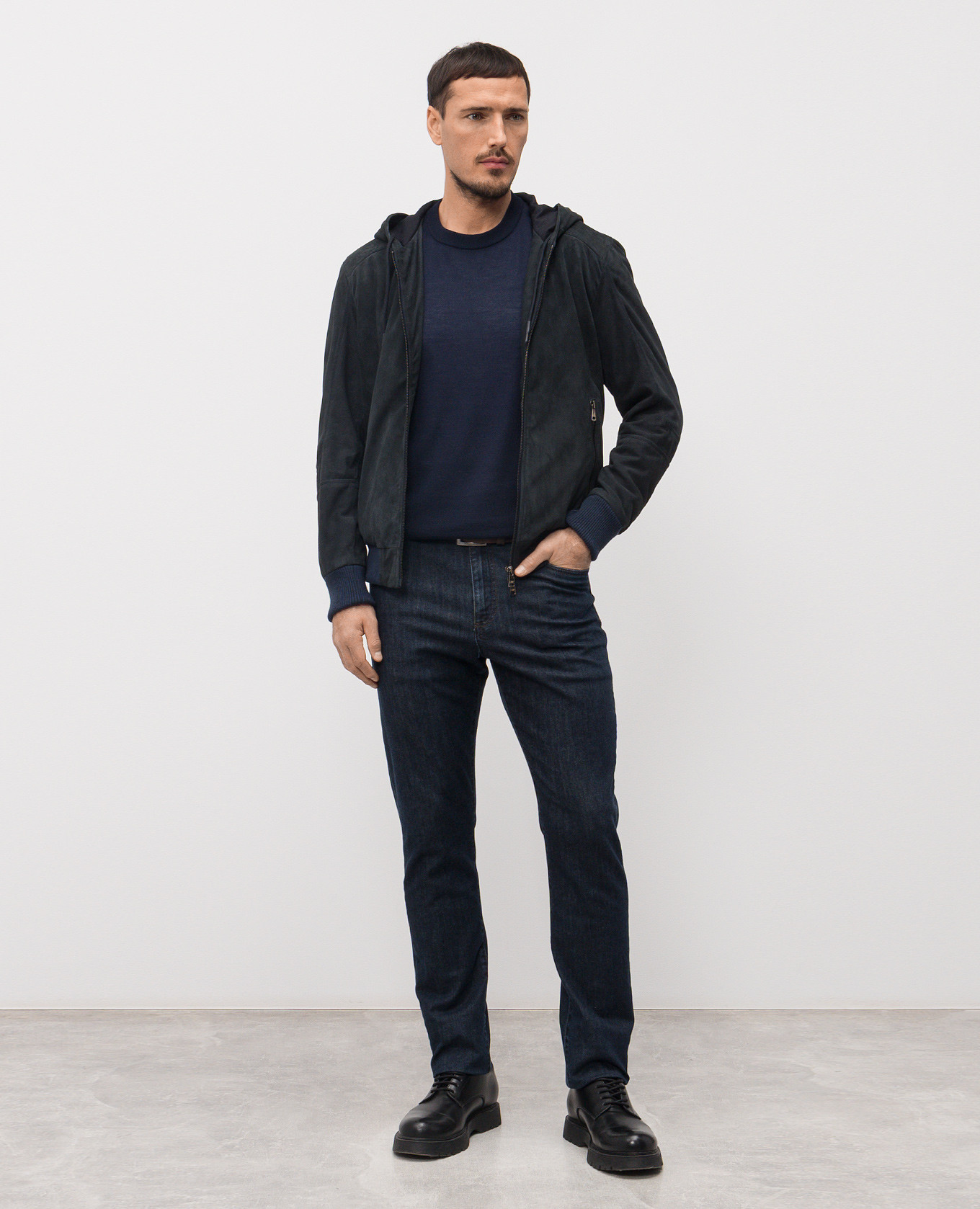 Blue suede jacket with hood Cashmere&Whiskey 2