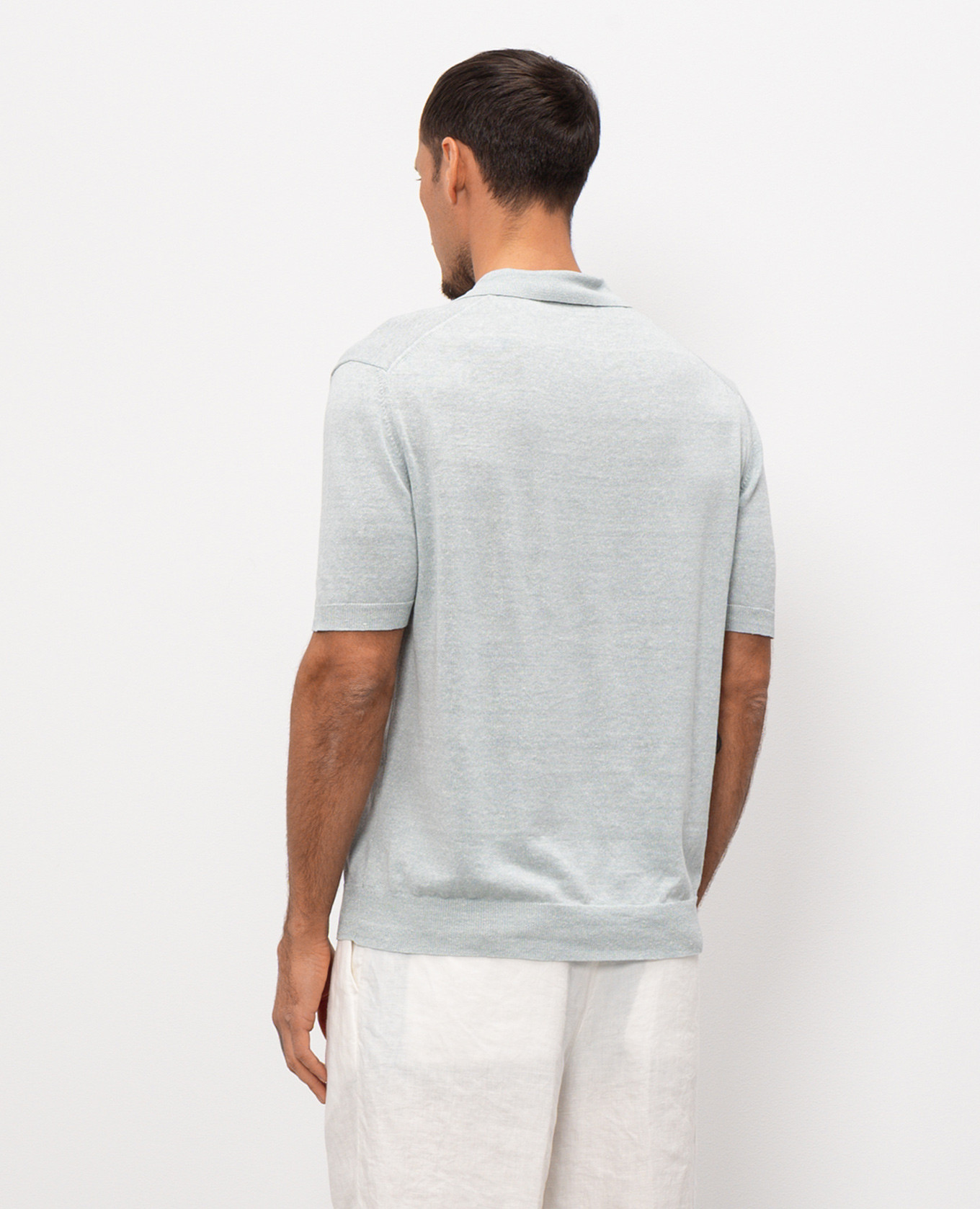 

Blue polo with linen Pini Parma, Light blue