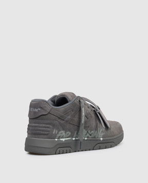 Off-White Out Of Office Grey Suede Sneakers OMIA189S26LEA006