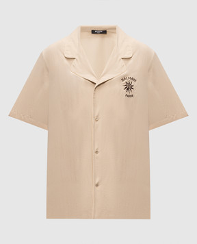 Balmain Beige silk shirt with embroidery GH0HN151SF45