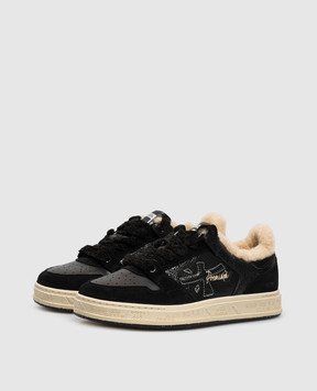 Premiata Quinnd black leather sneakers with fur QUINND8653M