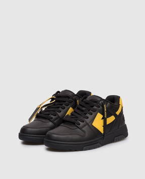Off-White Out Of Office black leather sneakers with contrast logo OMIA189S26LEA001